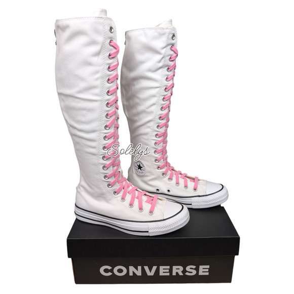 Converse CTAS XXHI Womens 6 White Pink Black Canvas Knee High Sneaker Boot NEW - Picture 5 of 10